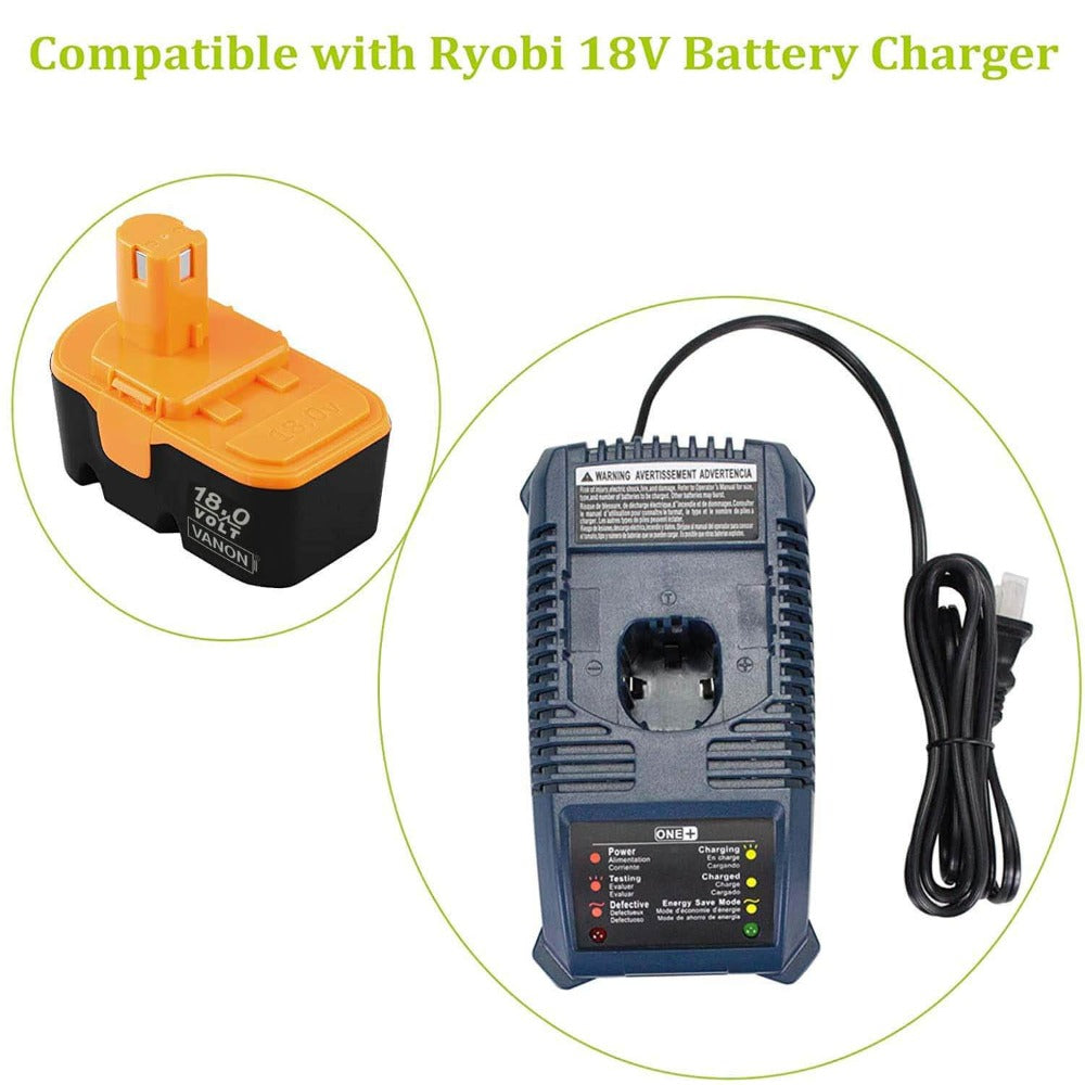 2 Pack For 18V Ryobi Battery Replacement P100 3600mAh Ni MH