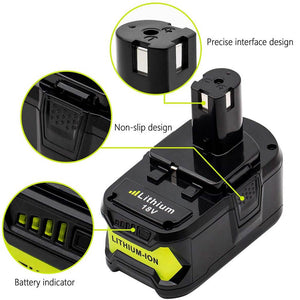 2 Pack For Ryobi 18V P104 6.0Ah Battery & For Ryobi One Plus Battery Charger