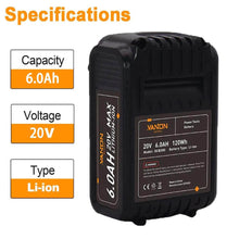 For Dewalt DCB200 20V 6.0AH Max Battery Replacement | DCB205 Li-ion Battery 3 Pack
