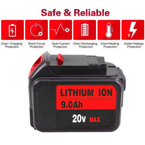 For Dewalt 20V DCB200 Battery Replacement | DCB205 9.0Ah Lithium Ion Battery 4 Pack