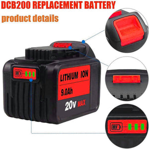 For Dewalt 20V DCB200 Battery Replacement | DCB205 9.0Ah Lithium Ion Battery 4 Pack
