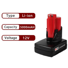 For Milwaukee M12 12V Battery Replacement 5.0Ah Li-ion Battery