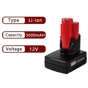 For Milwaukee M12 12V Battery Replacement 5.0Ah Li-ion Battery