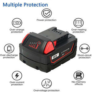 For Milwaukee M18 18V Battery Replacement 6.0Ah Li-ion Battery 3Pack