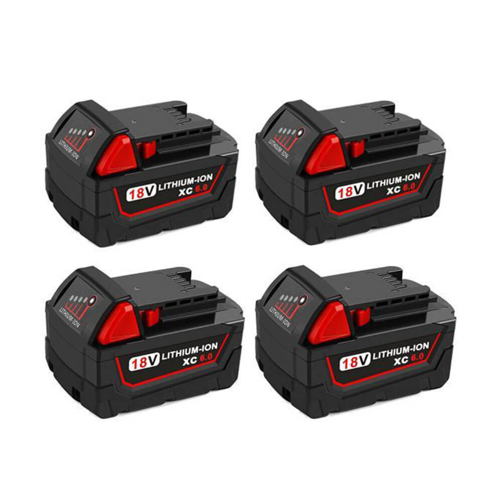 For Milwaukee 18V 6.0Ah Battery Replacement | M18 Li-ion Battery 4 Pack