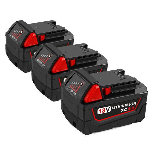 Milwaukee M18 | M18 18V Battery | Milwaukee M18 18V Battery Replacement | 6.0Ah Li-ion Battery | three