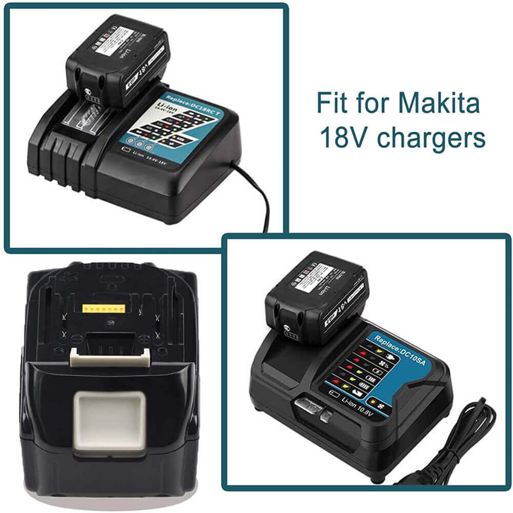 2 x Pièces FirstPower 5000mAh 18V Batterie de Remplacement pour Makita 18V  + Chargeur DC18RC 197624-2, Compatible avec Makita 18V BL1860B BL1860  BL1850 BL1845 BL1840B BL1840 BL1835 BL1830B BL1830 : : Bricolage