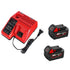 2 Pack For Milwaukee 18V M18 6.0Ah Li-ion Battery Replacement & For Milwaukee 12V-18V Lithium Battery Charger