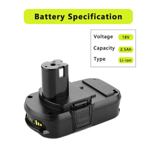 For Ryobi 18V Battery Replacement | P102 2.5Ah Li-ion Battery